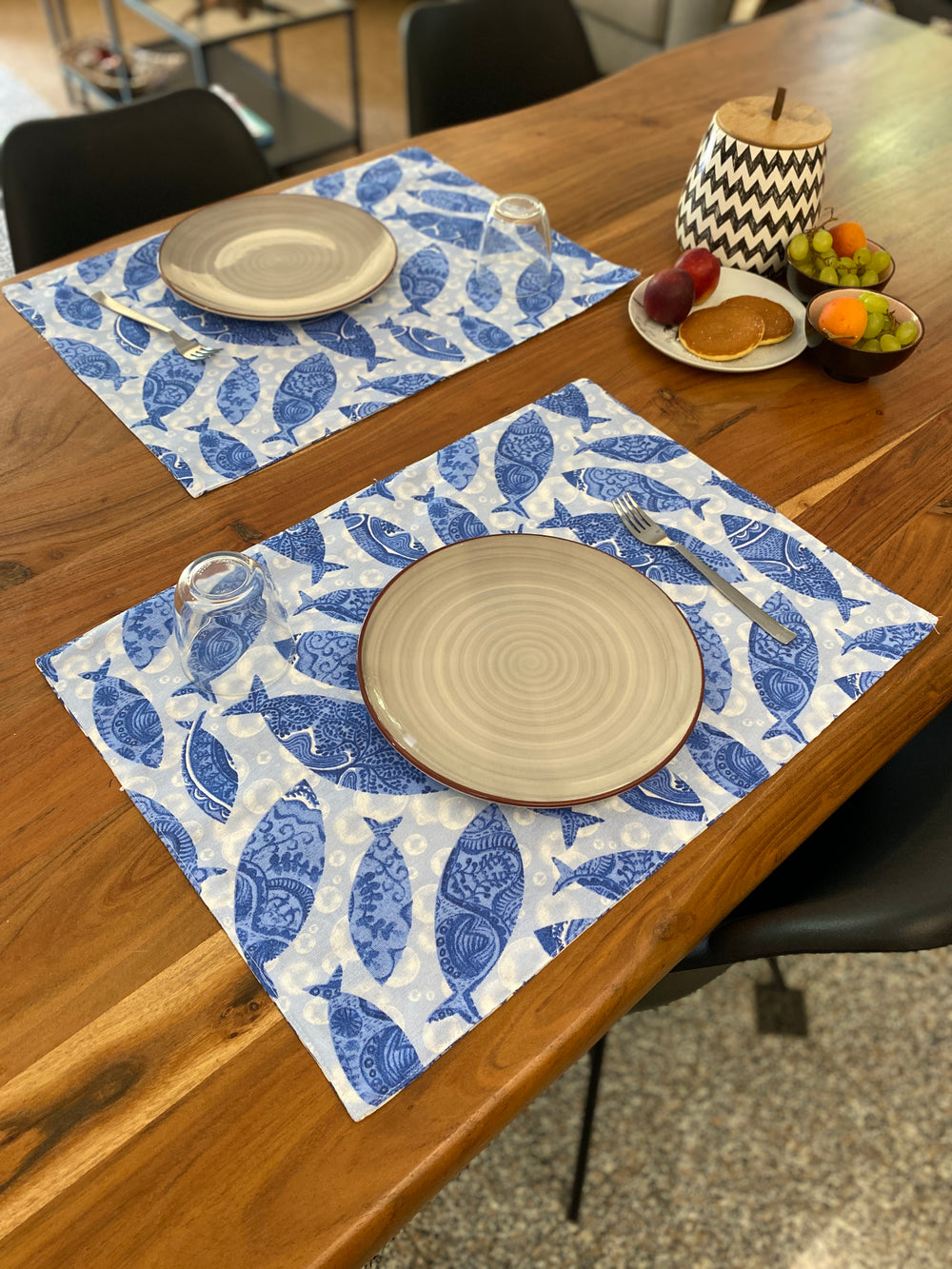 Set 2 tovaglietta colazione fantasia BLU MARE