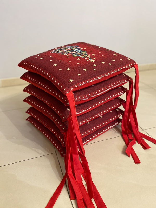 Set 6 cuscini sedia ALBERO DI NATALE#2 in gobelin