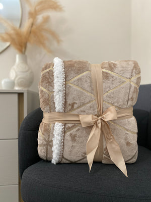 Plaid Sherpa a Doppio Strato Dorato WARM