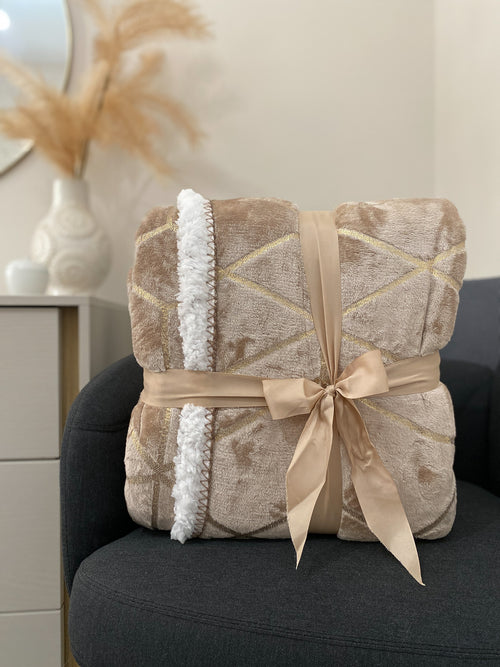 Plaid Sherpa a Doppio Strato Dorato WARM