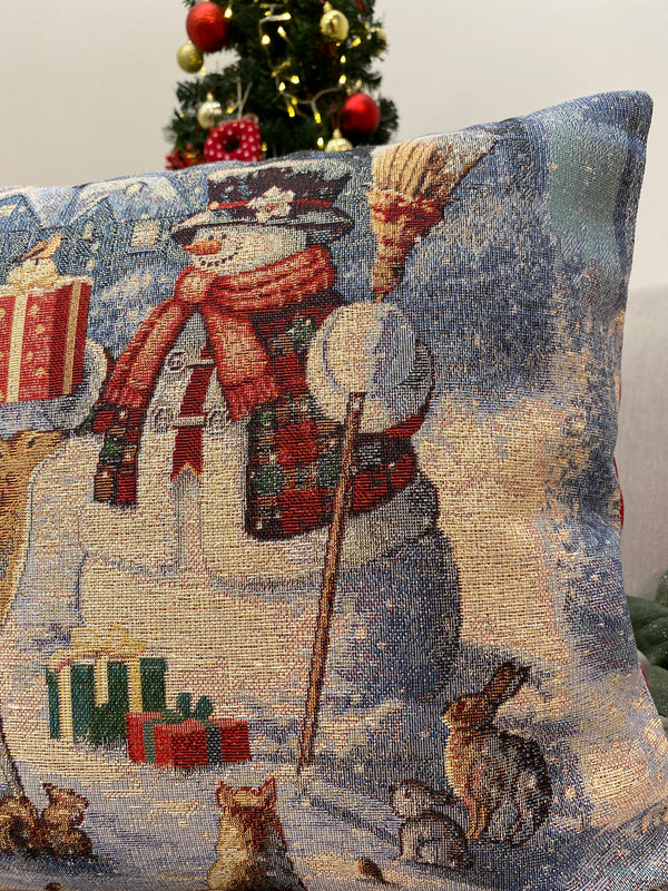 Cuscino arredo PUPAZZO DI NEVE in gobelin
