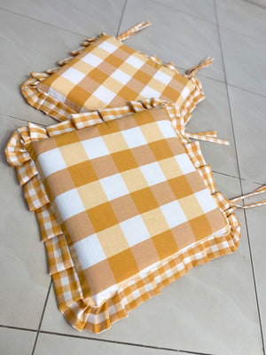 Set 6 cuscini sedia fantasia QUADRETTATO - giallo