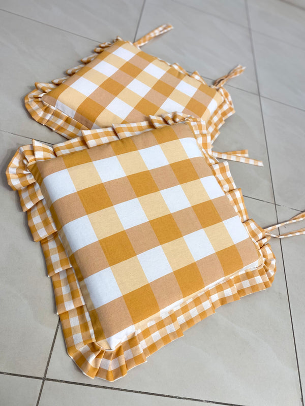 Set 6 cuscini sedia fantasia QUADRETTATO - giallo