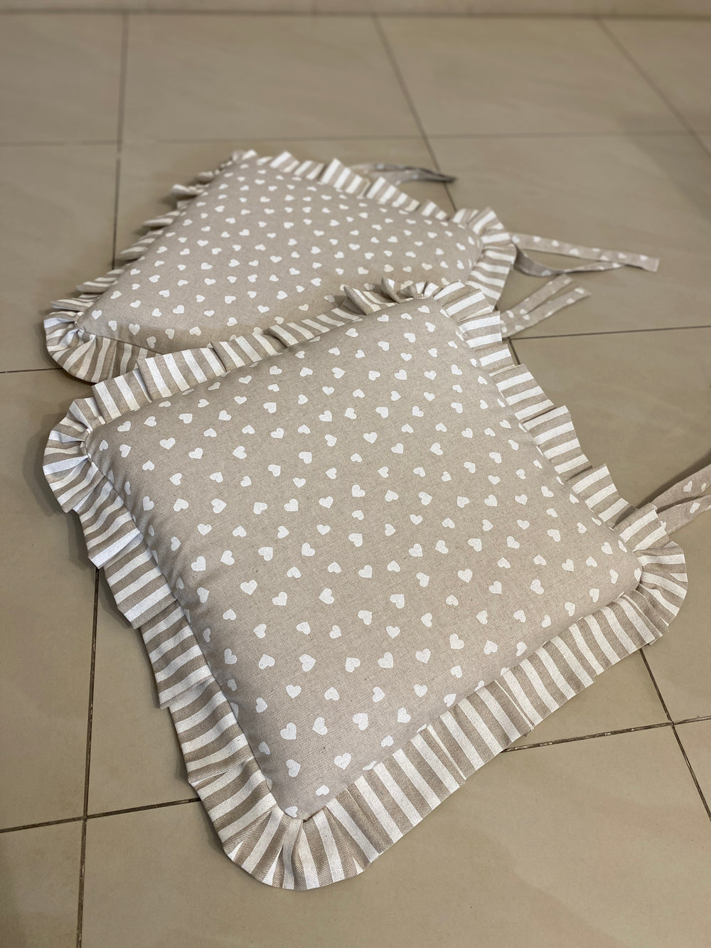 Set 6 cuscini sedia fantasia ABBRACCIO - tessuto effetto lino naturale