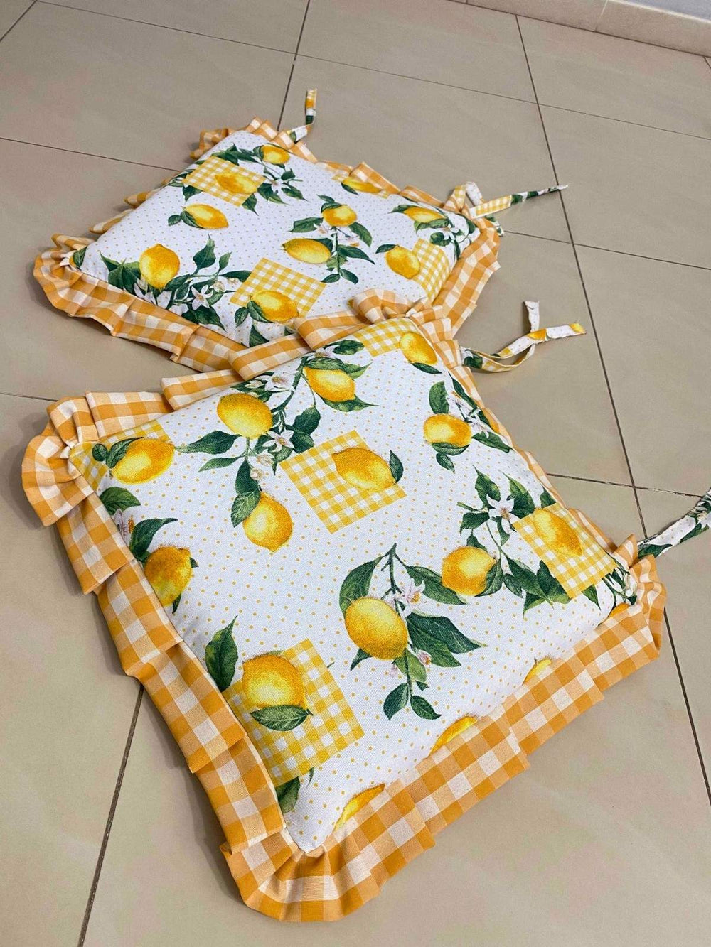 Set 6 cuscini fantasia limoni quadrettato