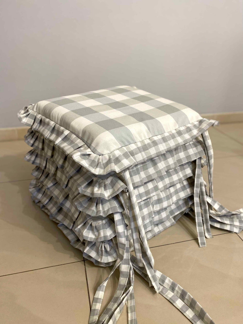 Set 6 cuscini fantasia quadrettato grigio