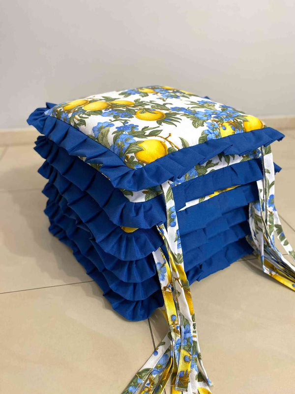 Set 6 cuscini fantasia limoni blu