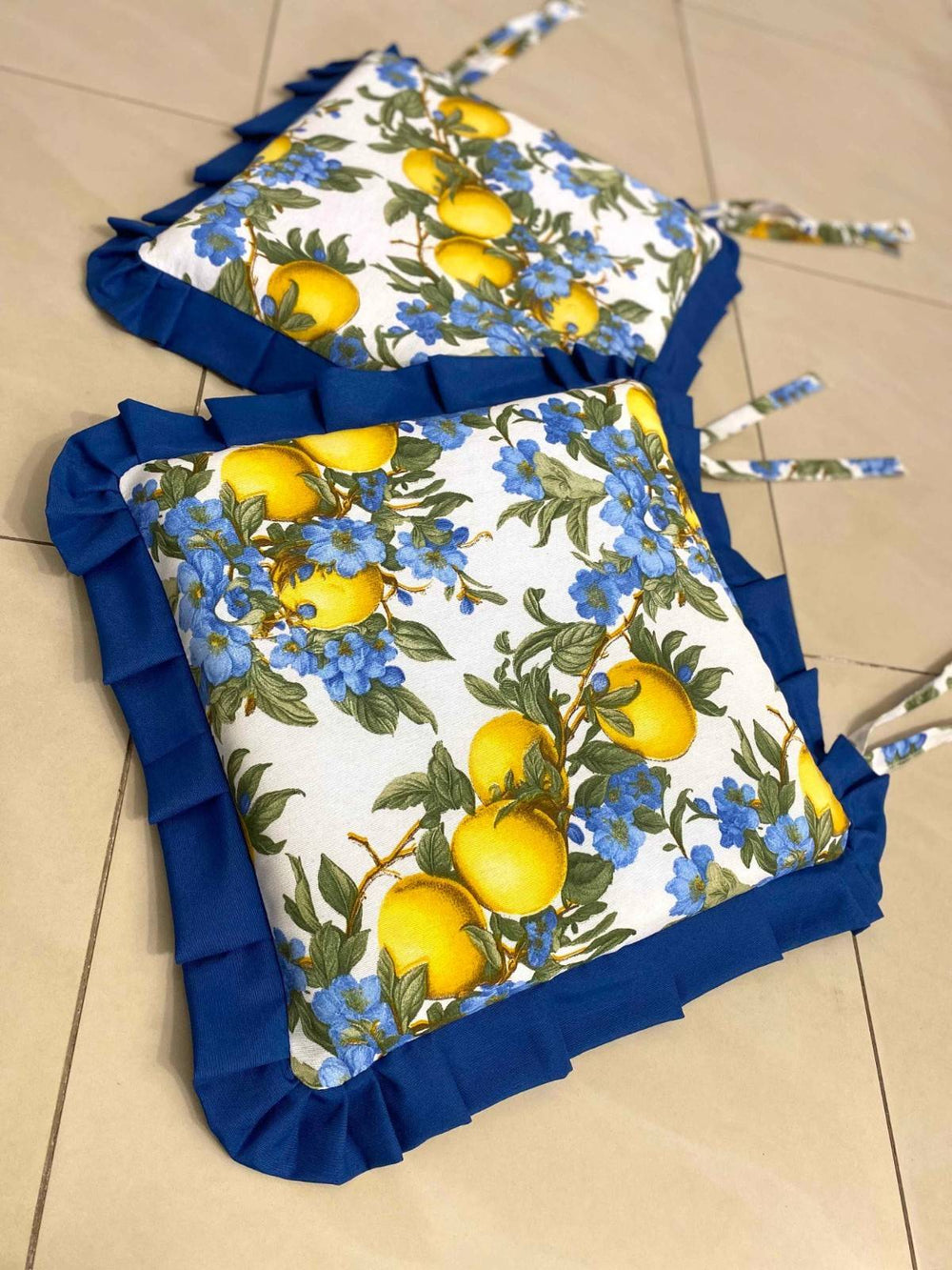 Set 6 cuscini fantasia limoni blu