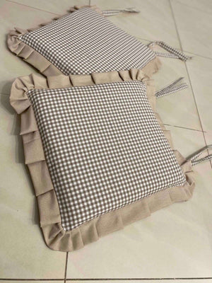 Set 6 cuscini fantasia quadrettino tortora
