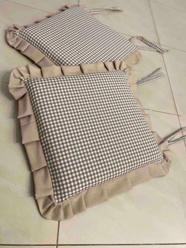 Set 6 cuscini fantasia quadrettino tortora