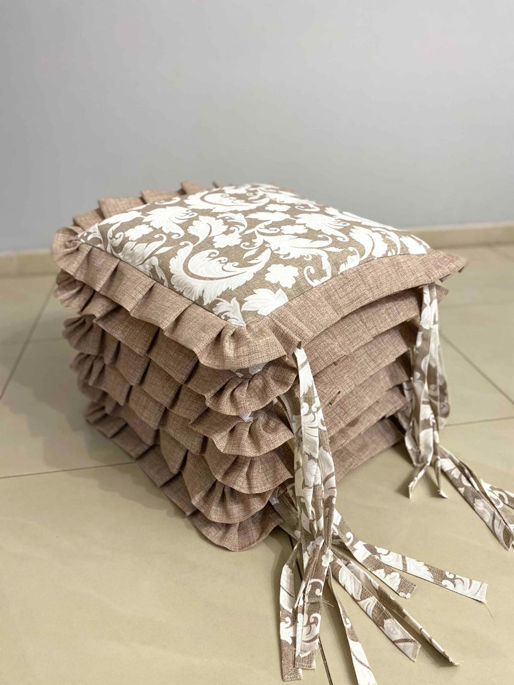 Set 6 cuscini fantasia damascato tortora