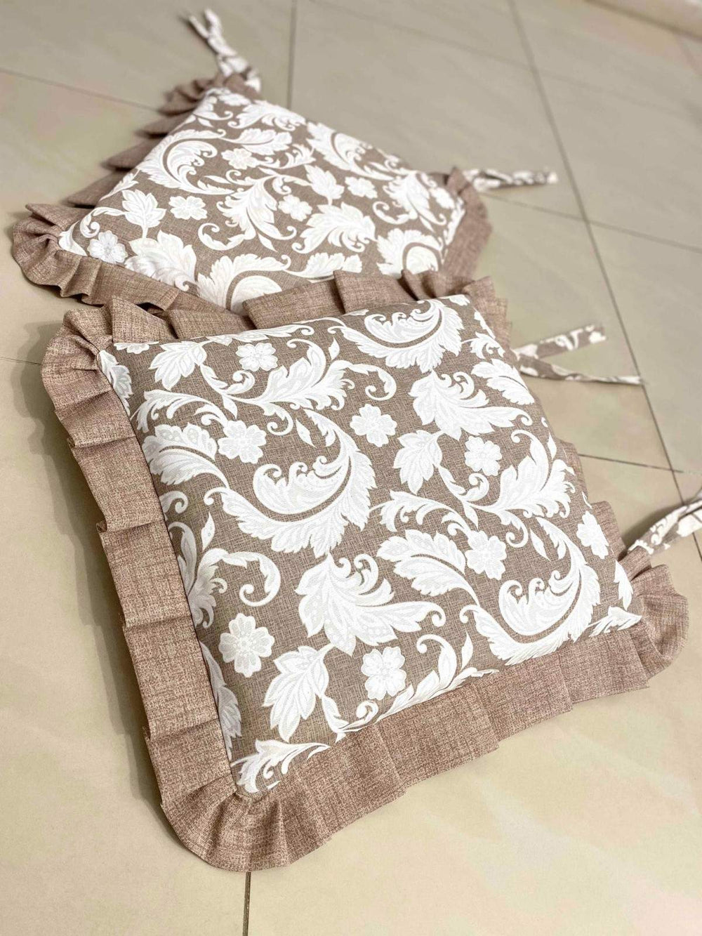 Set 6 cuscini fantasia damascato tortora
