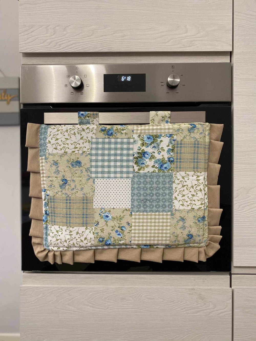 Copriforno fantasia PATCHWORK - azzurro