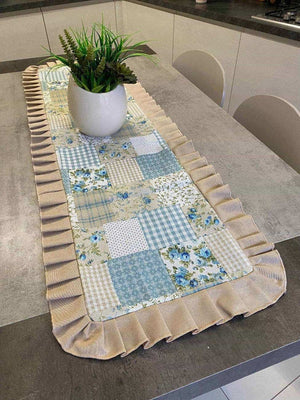 Centro tavola fantasia PATCHWORK - azzurro