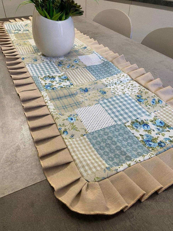 Centro tavola fantasia PATCHWORK - azzurro