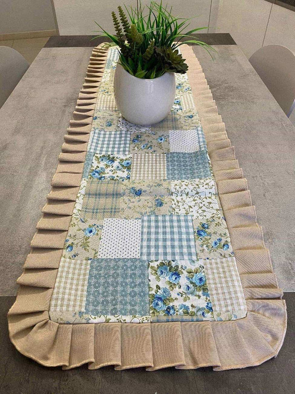 Centro tavola fantasia PATCHWORK - azzurro