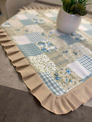 Centro tavola fantasia PATCHWORK - azzurro