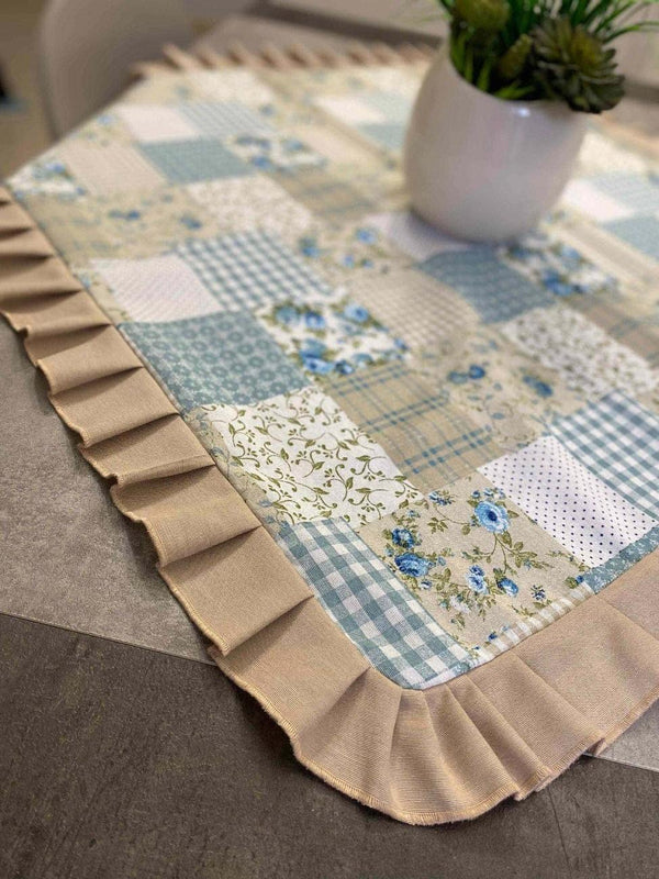 Centro tavola fantasia PATCHWORK - azzurro