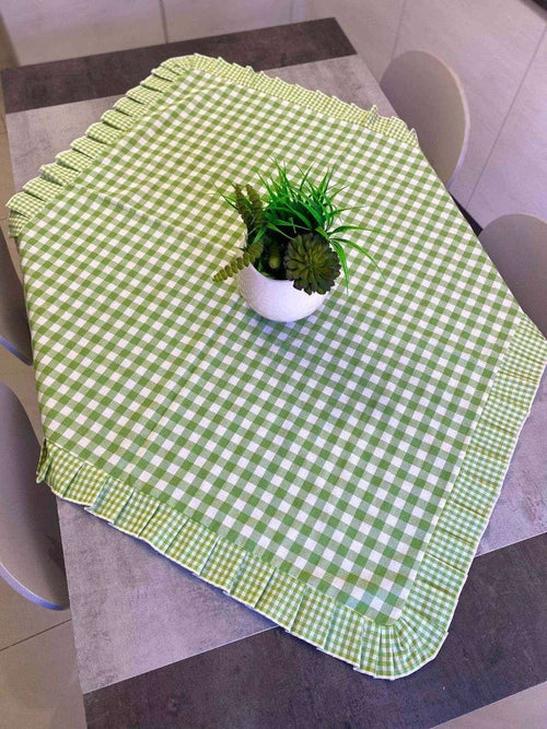 Centro tavola fantasia quadrettato verde