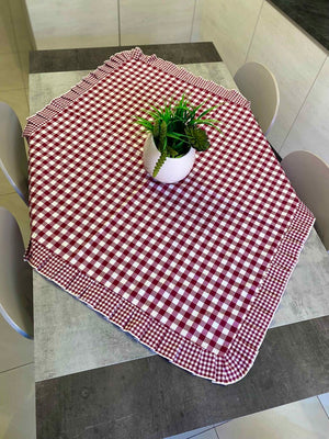 Centro tavola fantasia quadrettato bordeaux