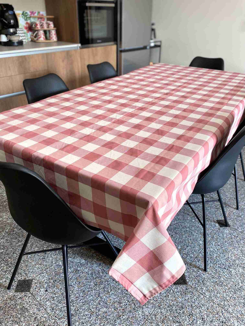 Tovaglia da tavola fantasia quadrettato grande rosa