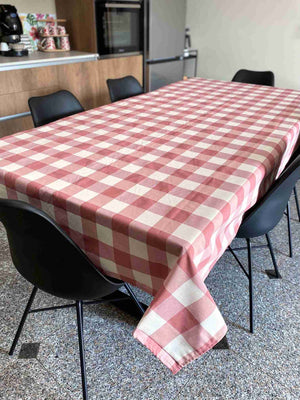 Tovaglia da tavola fantasia quadrettato grande rosa