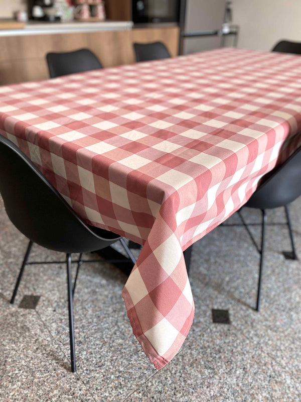 Tovaglia da tavola fantasia quadrettato grande rosa