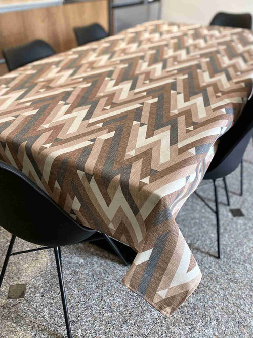 Tovaglia da tavola fantasia ZIG-ZAG tortora