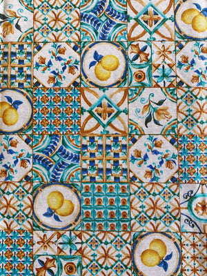 Tovaglia da tavola fantasia mattonella e limoni