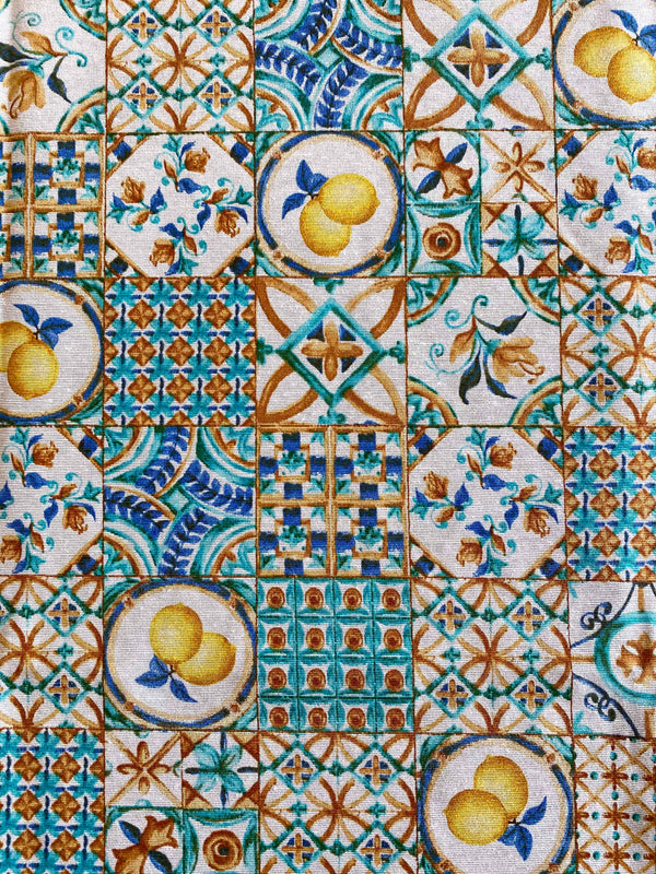 Tovaglia da tavola fantasia mattonella e limoni