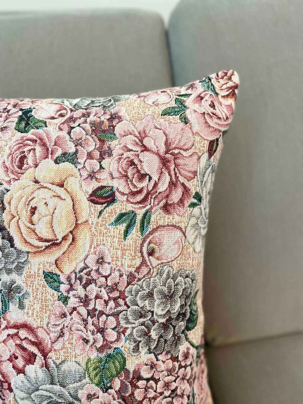 Cuscino arredo fantasia gobelin floreale - rosa