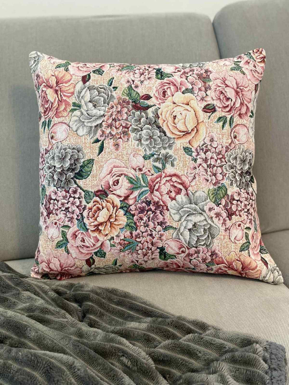 Cuscino arredo fantasia gobelin floreale - rosa