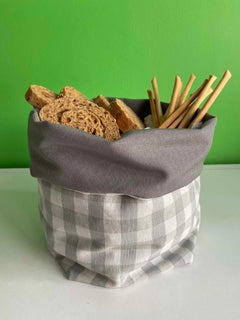 Portapane/Portacialde fantasia quadrettato grigio