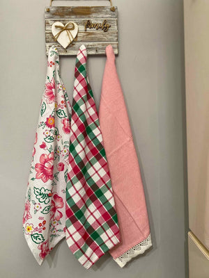 Set 3 pezzi strofinacci cotone in tinto filo
