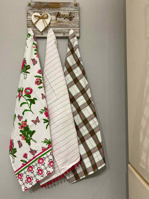 Set 3 pezzi strofinacci cotone in tinto filo