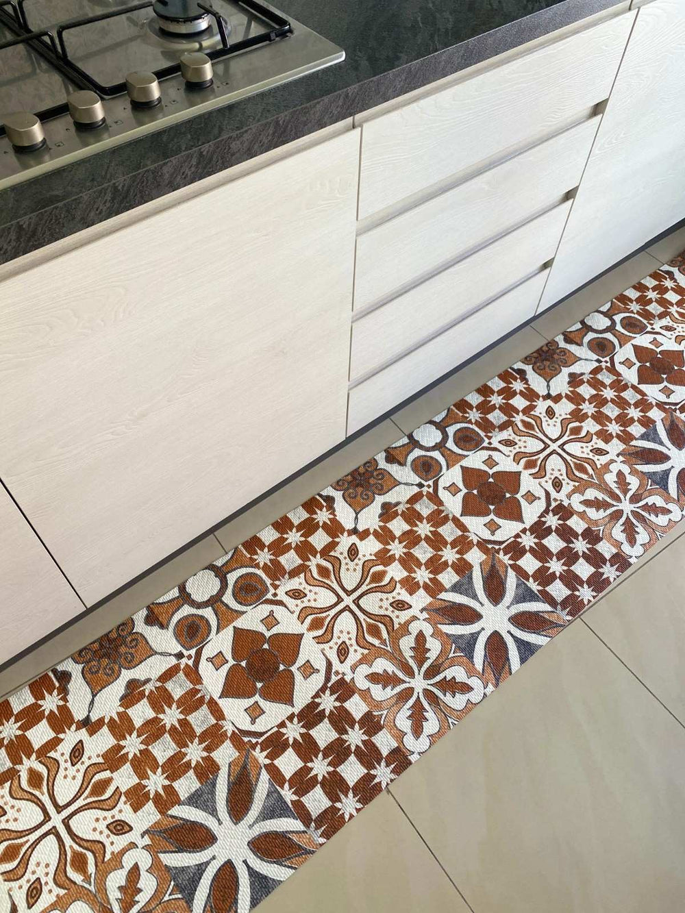 Passatoia cucina fantasia maiolica terracotta