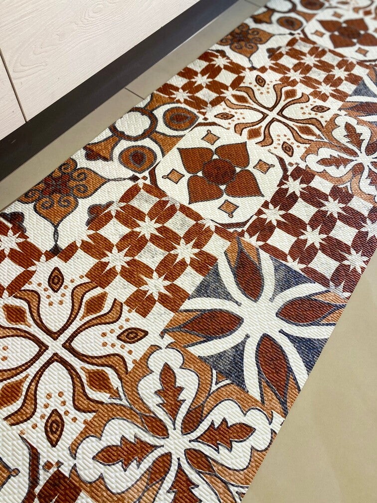 Passatoia cucina fantasia maiolica terracotta